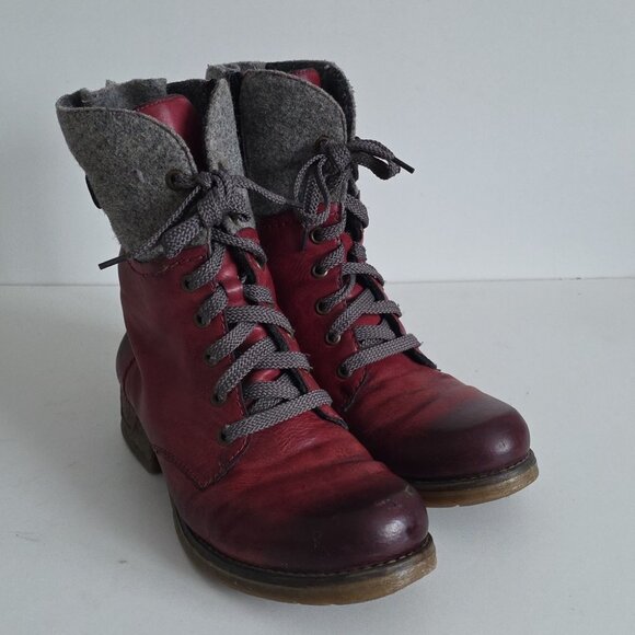 RIEKER | Remonte Ankle red Leather Boots Sz 39 - Picture 3 of 8